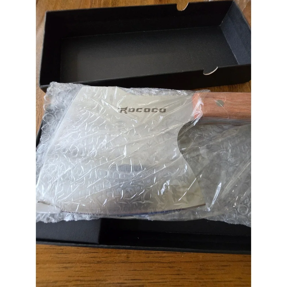 Rococo Stainless Steel Bone Cleaver Heavy Duty Meat‎ Chopper Wood Handle Knife